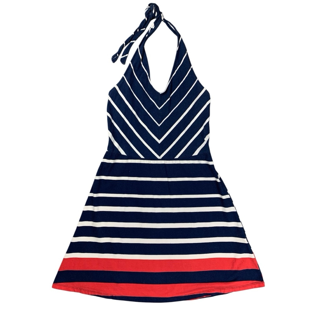 Women’s Juniors Halter Top Dress Blue White Striped Lightweight Thin Size Small
